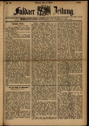 Ausgabe vom Montag, den 19. April 1886.