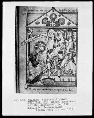 Sogenanntes Gebetbuch der heiligen Hildegard — Fußwaschung, Folio 52verso