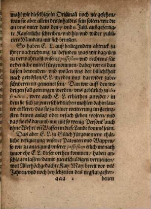 Copia Marggraf Ernst zu Brandenburg ... Replic Schreibens an Ertz. Hertzog Leopoldum zu Oesterreich ... 1609