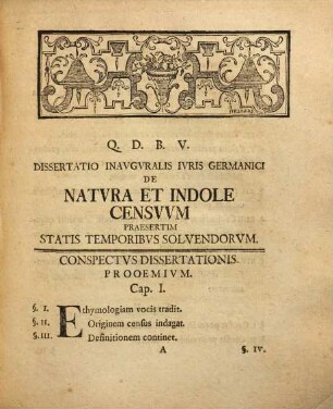 Dissertatio Iuris Germanici Inauguralis De Natura Et Indole Censuum, Praesertim Statis Temporibus Solvendorum