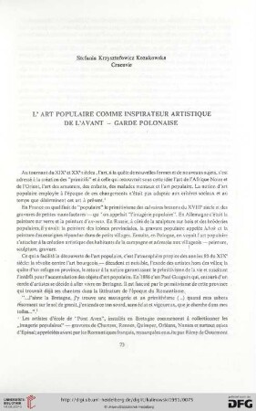 L'art populaire comme inspirateur artistique de l'avant-garde polonaise