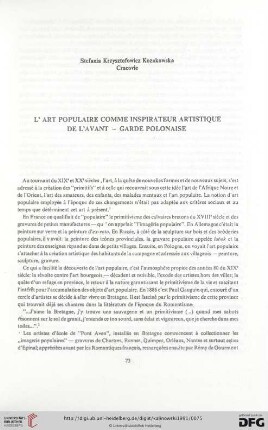 L'art populaire comme inspirateur artistique de l'avant-garde polonaise