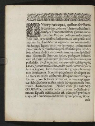 Inter praecepta, quibus scribendi cacoetes coercere solent ...