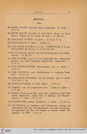 Zinn (Nr. 205 - 251)