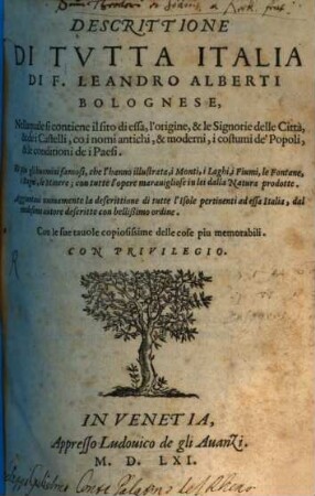 Descrittione di tutta Italia