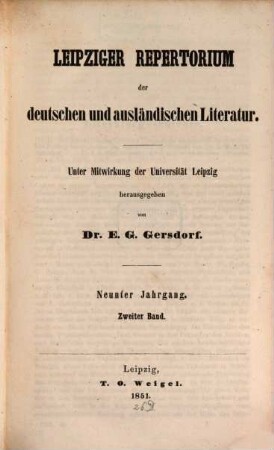 Leipziger Repertorium der deutschen und ausländischen Literatur, 34. 1851 = Jg. 9, Bd. 2