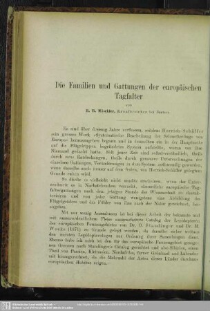 Die Familien und Gattungen der europäischen Tagfalter