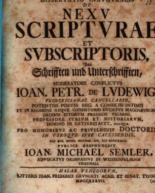Diss. inaug. de nexu scripturae et subscriptoris