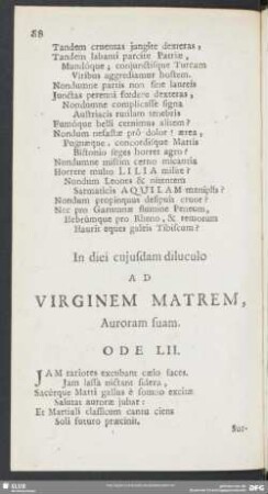 Ad Virginem Matrem, Auroram suam. Ode LII.