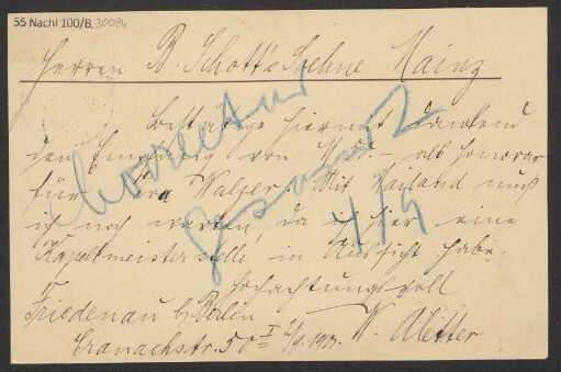 Brief an B. Schott's Söhne : 02.09.1901