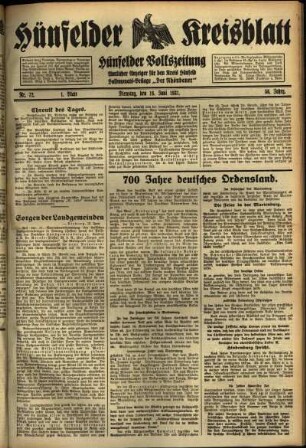 Erste Ausgabe vom Dienstag, den 16. Juni 1931.