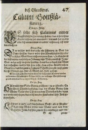 Calvini Gottßlästerung.