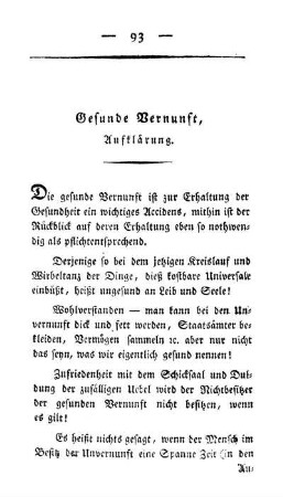 Gesunde Vernunft, Aufklärung.