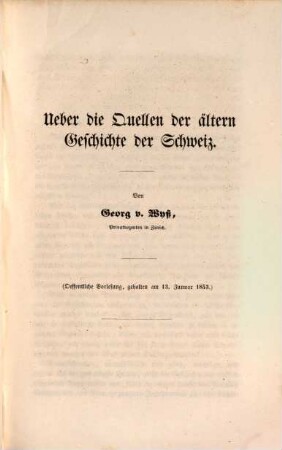 Über die Quellen der ältern Geschichte der Schweiz