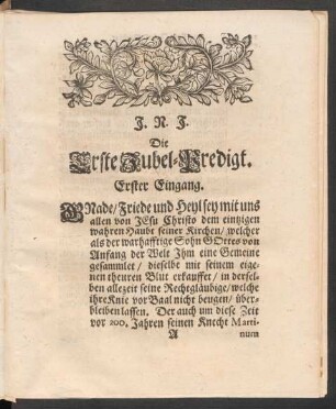 Die erste Jubel-Predigt.