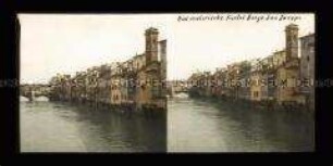 Blick auf Uferbebauung am Arno und Ponte Vecchio, Florenz