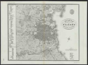 Stadtplan von Palermo, Italien, 1:9 500, Lithographie, um 1870