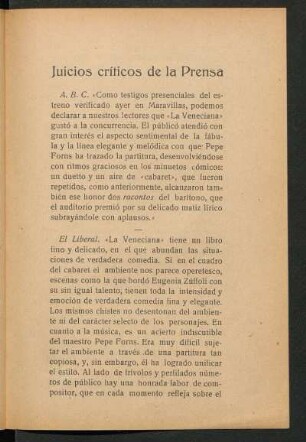Juicios críticos de la prensa
