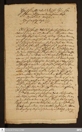 Brief von August Hermann Francke an das Konsistorium Waldeck.