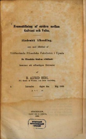 Framställning af striden mellan Galvani och Volta