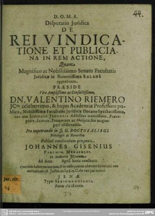 De rei vindicatione et publiciana in rem actione