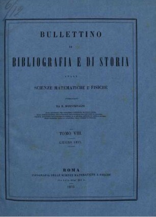 Tomo VIII. Giugno 1875.