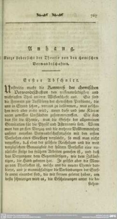 Anhang. Kurze Uebersicht der Theorie von den chemischen Verwandtschaften
