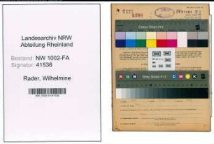 Entnazifizierung Wilhelmine Rader, geb. 16.02.1903 (Kauffrau)