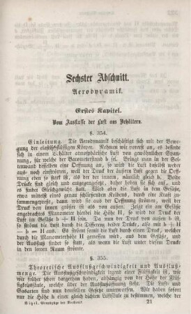 Sechster Abschnitt. Aerodynamik.