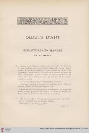 Objets d'Art (Nr. 113 - 602)