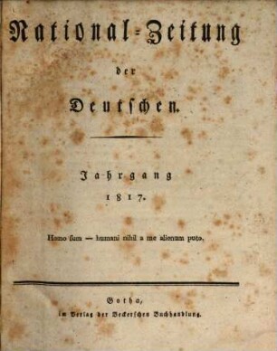 National-Zeitung der Deutschen. 1817