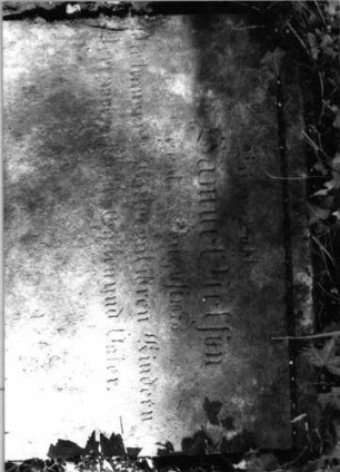 Grabstein 171 (Index: 99792290) Material: Sandstein Zustand: verwittert mit Textverlust, Sockel liegend Beschreibung: profilierter Sockel Besonderheit: keine Maßangaben: Grabstein 171 (Detailaufnahme)