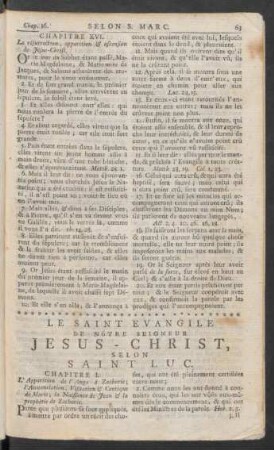 Le Saint Evangile De Nôtre Seigneur Jesus-Christ, Selon Saint Luc