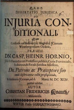Diss. iur. de iniuria conditionali