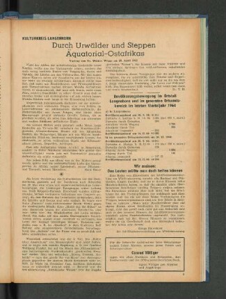 Durch Urwälder und Steppen Äquatorial-Ostafrikas