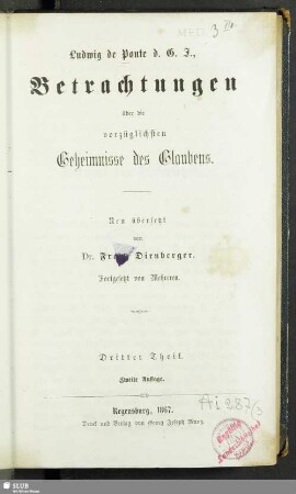 3: Betrachtungen über die vorzüglichsten Geheimnisse des Glaubens