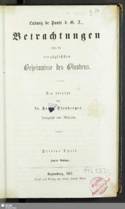 3: Betrachtungen über die vorzüglichsten Geheimnisse des Glaubens