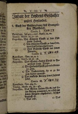 Inhalt der Leydens-Geschichte unsers Heylandes.