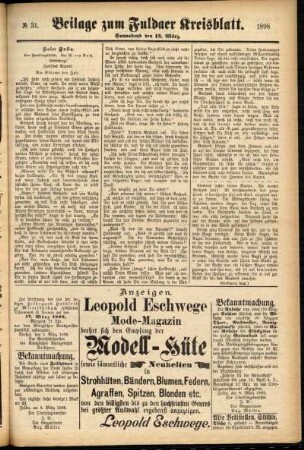 Zweite Ausgabe vom Samstag, den 12. März 1898.