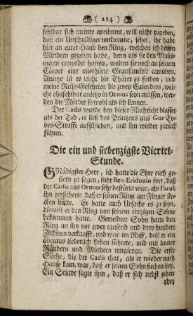 Die ein und siebenzigste Viertel-Stunde. - Die Die vier und siebenzigste und letzte Viertel-Stunde.