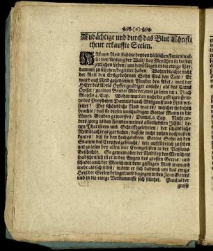 Andächtige und durch das Blut Christi theur erkauffte Seelen.