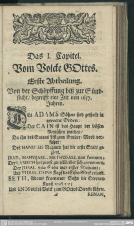 Das I. Capitel. Vom Volcke GOttes