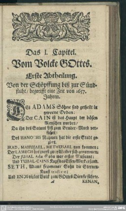 Das I. Capitel. Vom Volcke GOttes