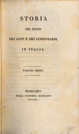 Storia del regno dei Goti e dei Longobardi in Italia, 1