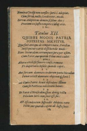 Titulus XII. Quibus Modis Patria Potestas Solvitur.