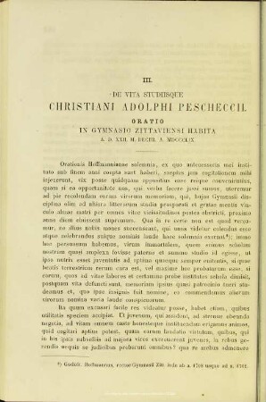 De vita studiisque Christiani Adolphi Pescheccii : Oratio in Gymnasio Zittaviensi habita