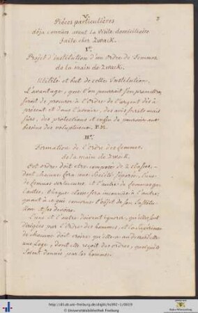 V. Piéces particulières.