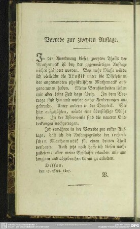 Vorrede zur zweyten Auflage