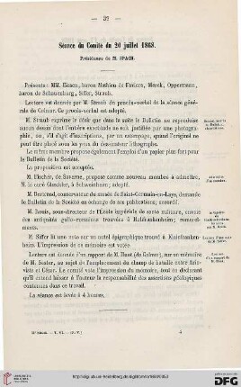 Séance du Comité du 20 juillet 1868