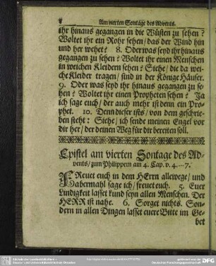 Epistel am vierten Sontage des Advents